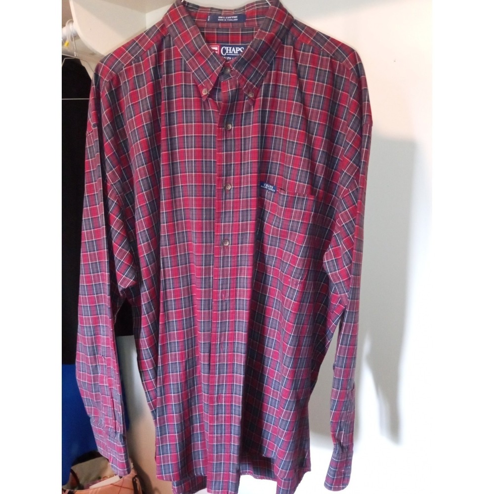 Chaps Mens Plaid Button Down Shirt Size‎ L Long Sleeve Shirt Red